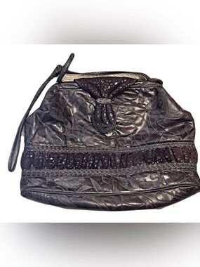 MIMO Sac - Brown Textured Shoulder Bag with Braided & Fringe Accent